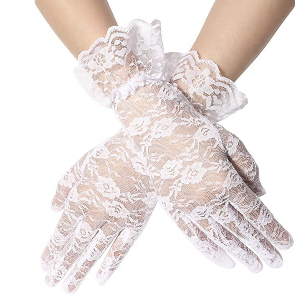Floral lace gloves