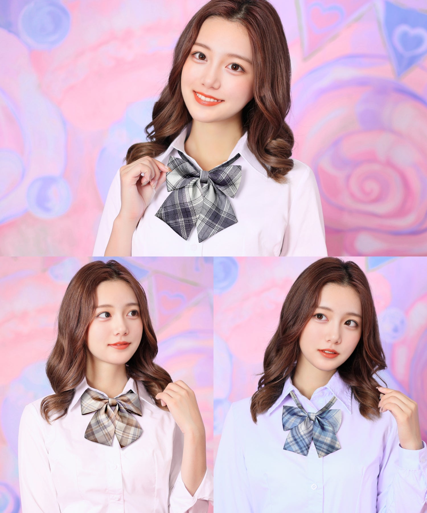 チェック柄リボンタイ