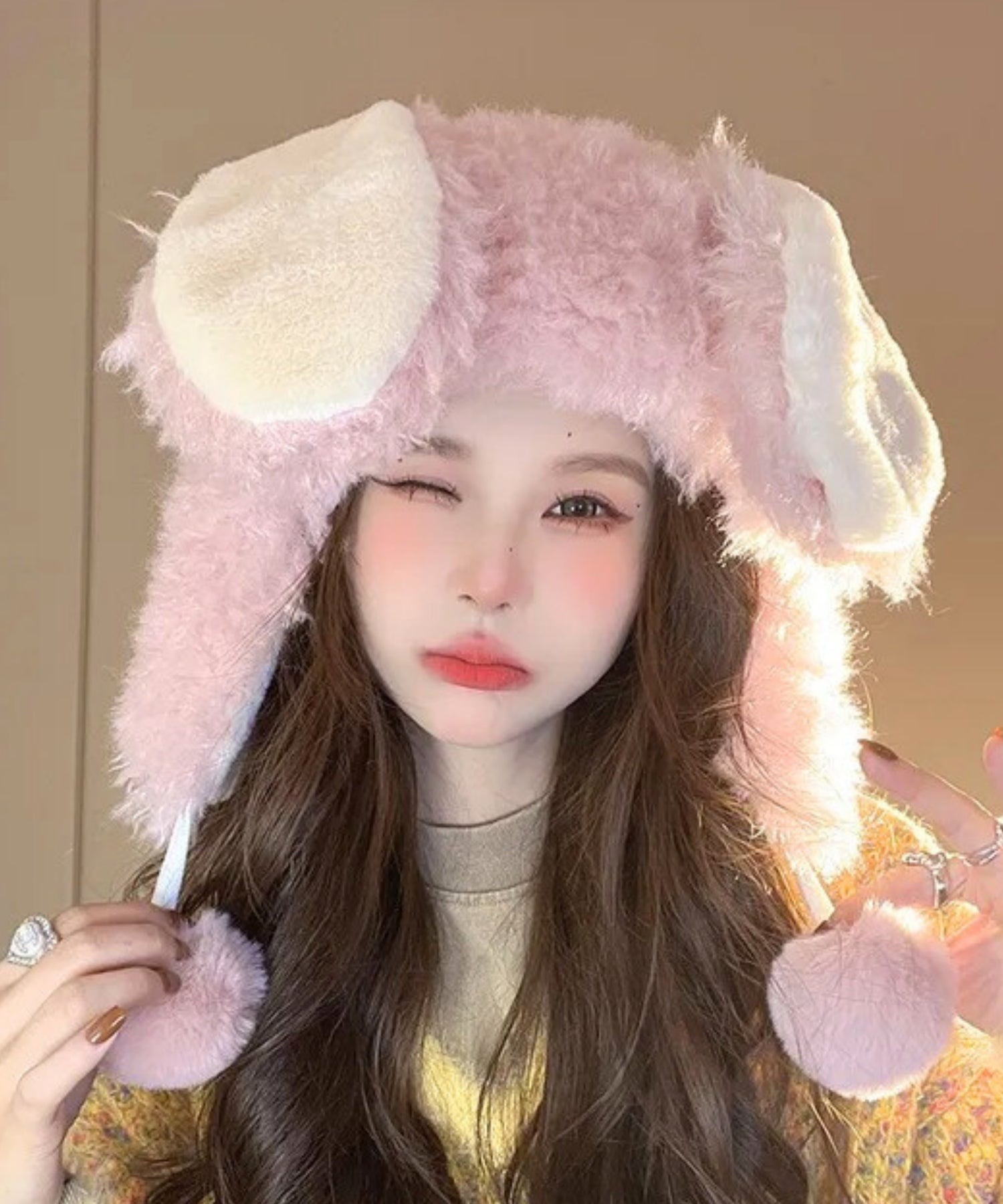 Fluffy Lop-Eared Bunny Hat