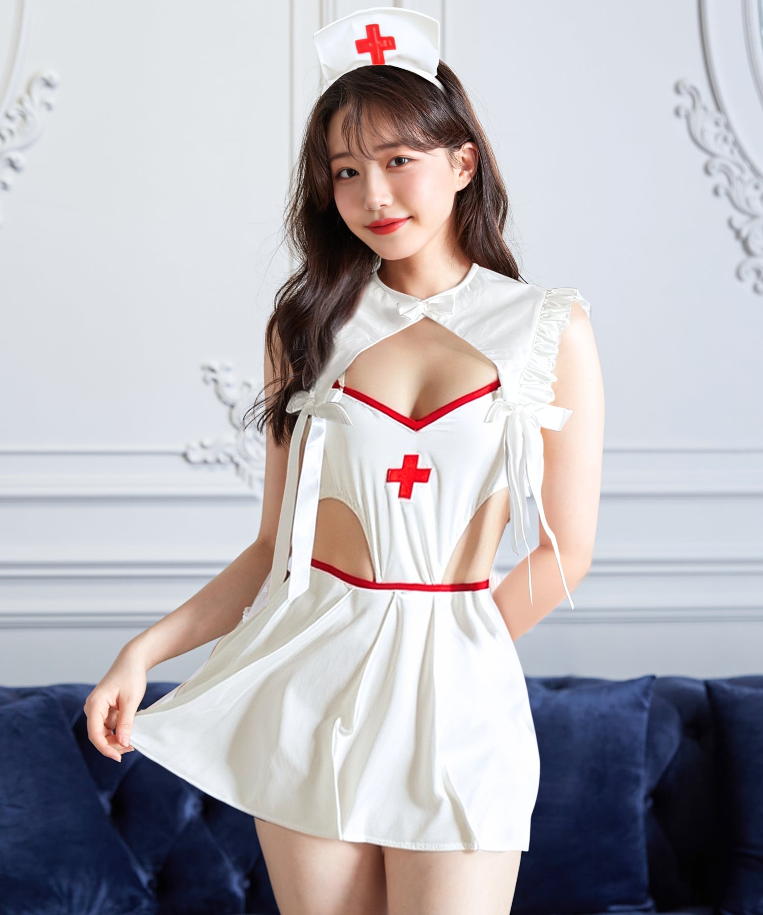 Sexy nurse with bold cut