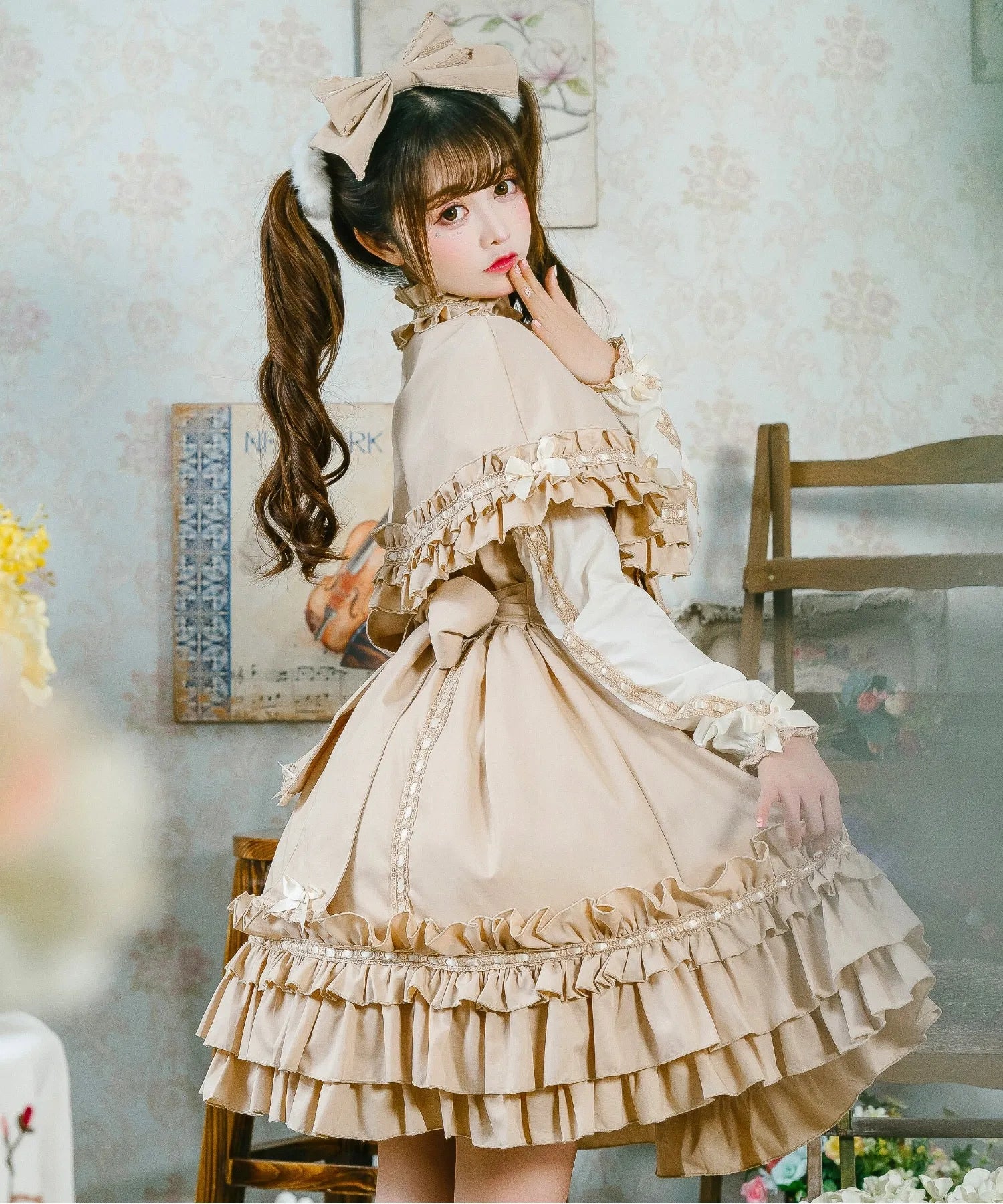 Rede lace with cape (sleeve removal can be removed ♪)