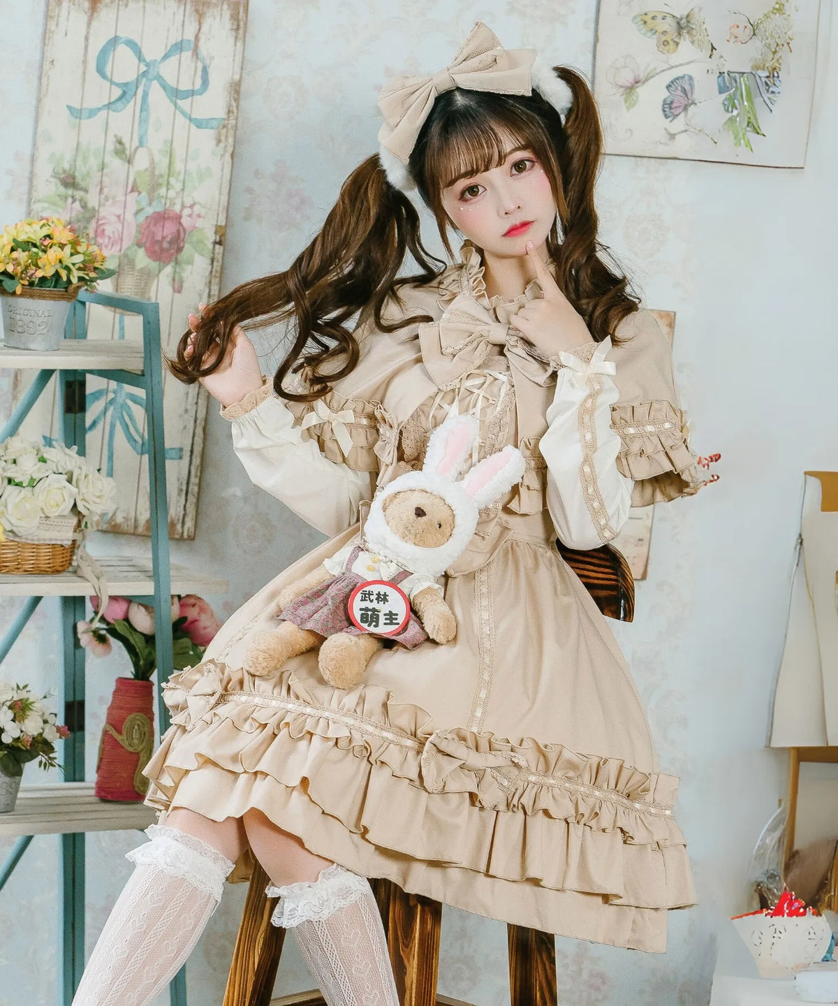 ケープつきはしごレースのリボンドレス(袖取り外し可能♪) | BODYLINE