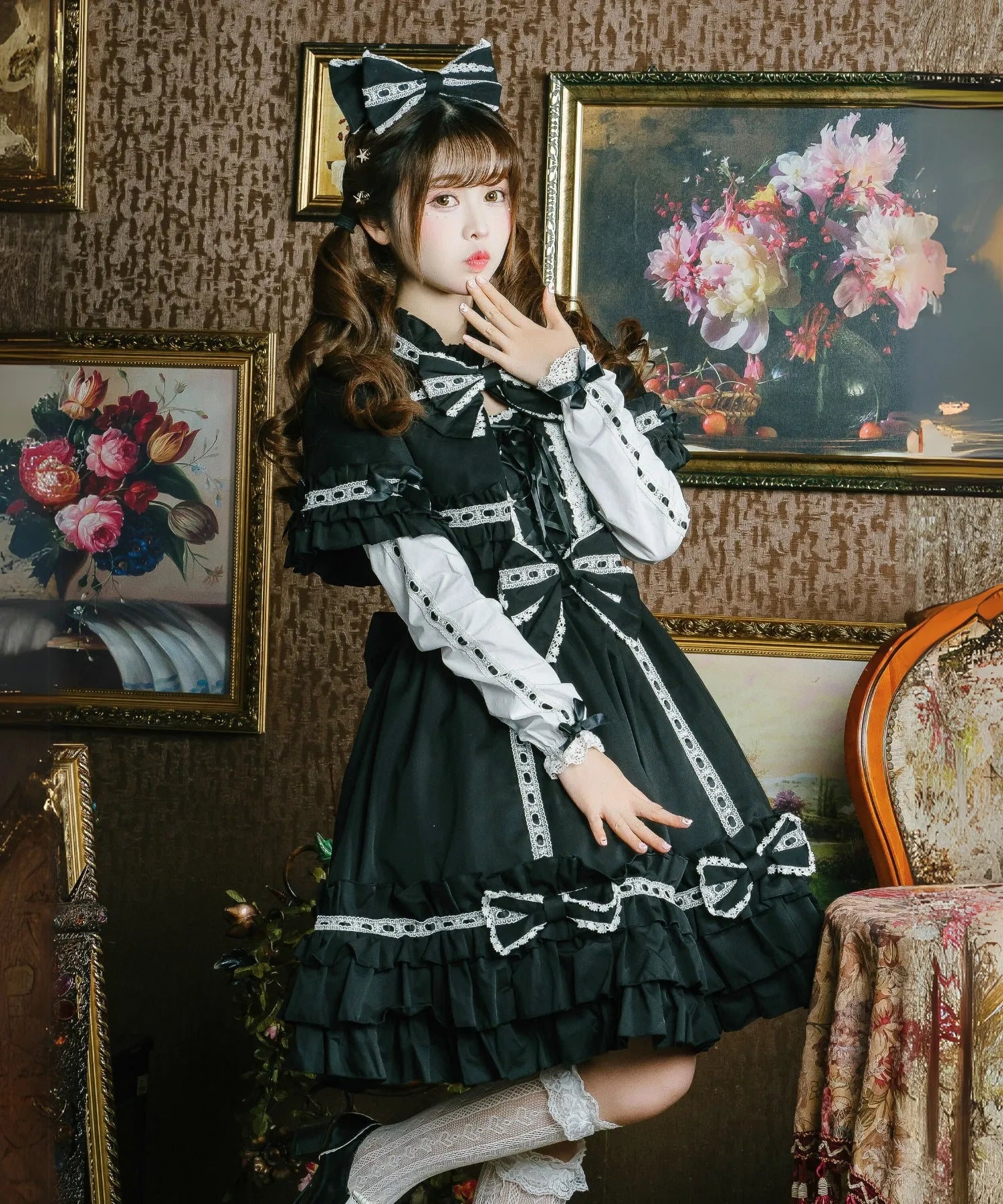 Rede lace with cape (sleeve removal can be removed ♪)