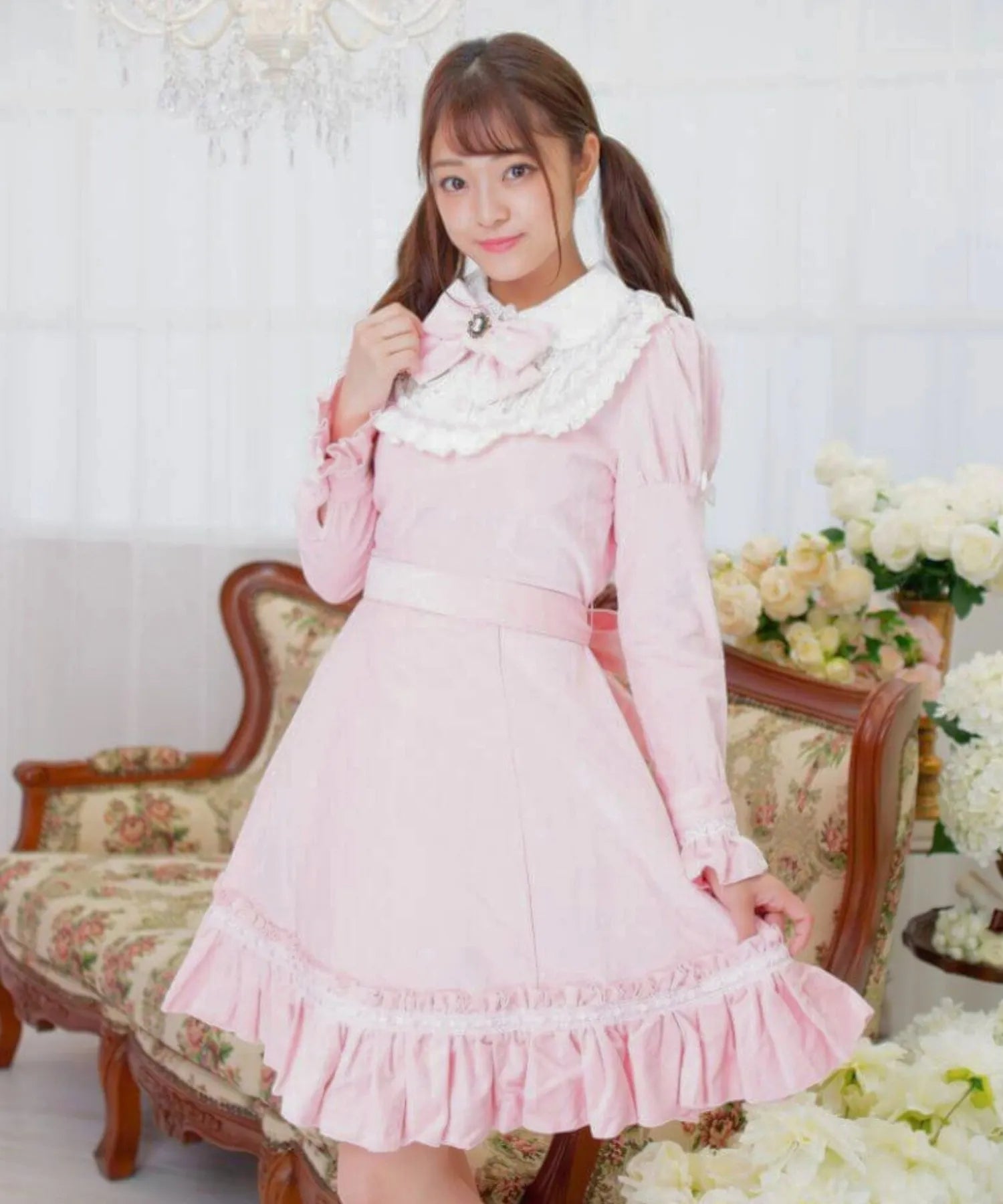 Classic Velour Dress with Cameo Ribbon
