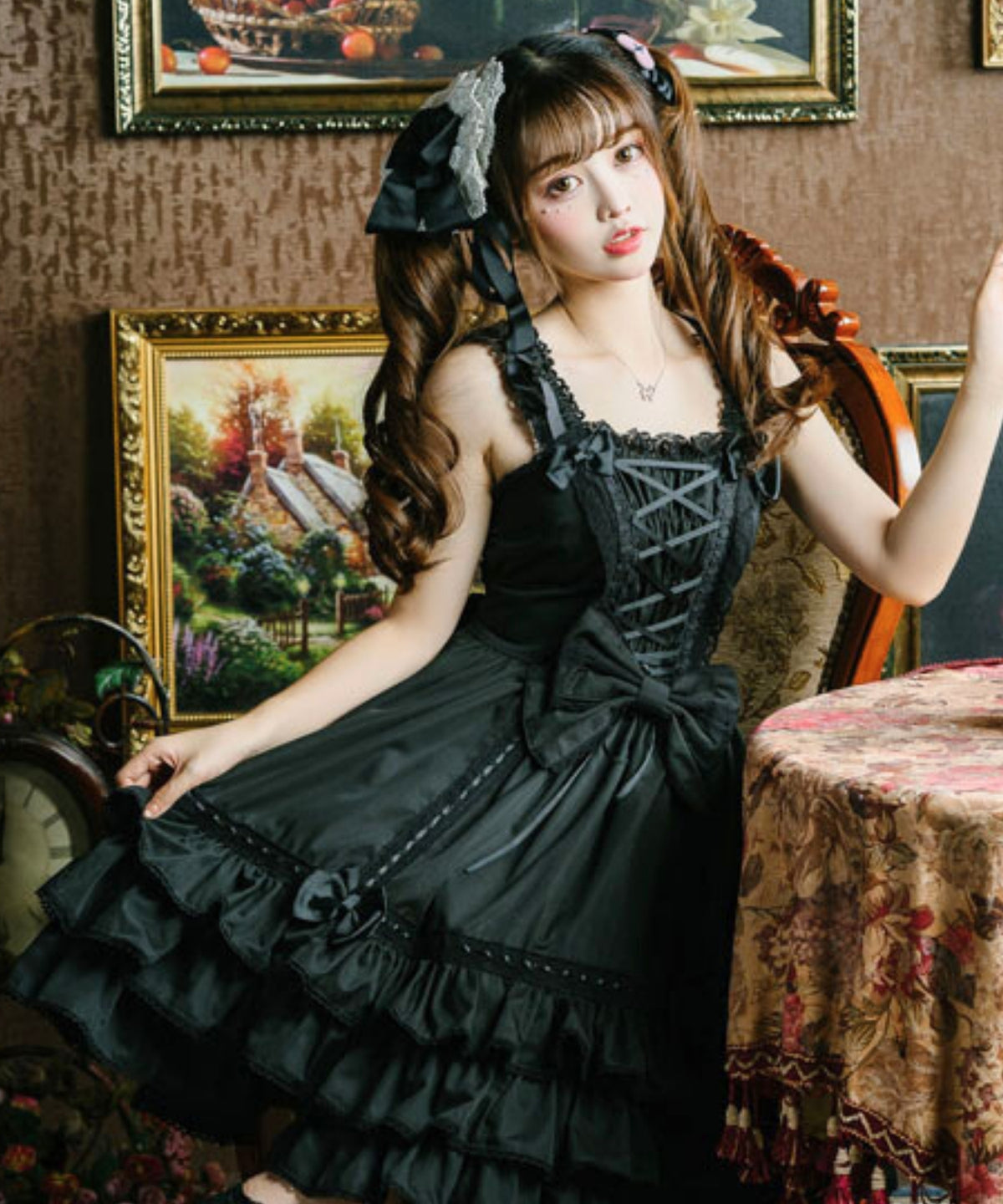 両面編み上げのはしごレースジャンパースカート | BODYLINE & LunaBelle