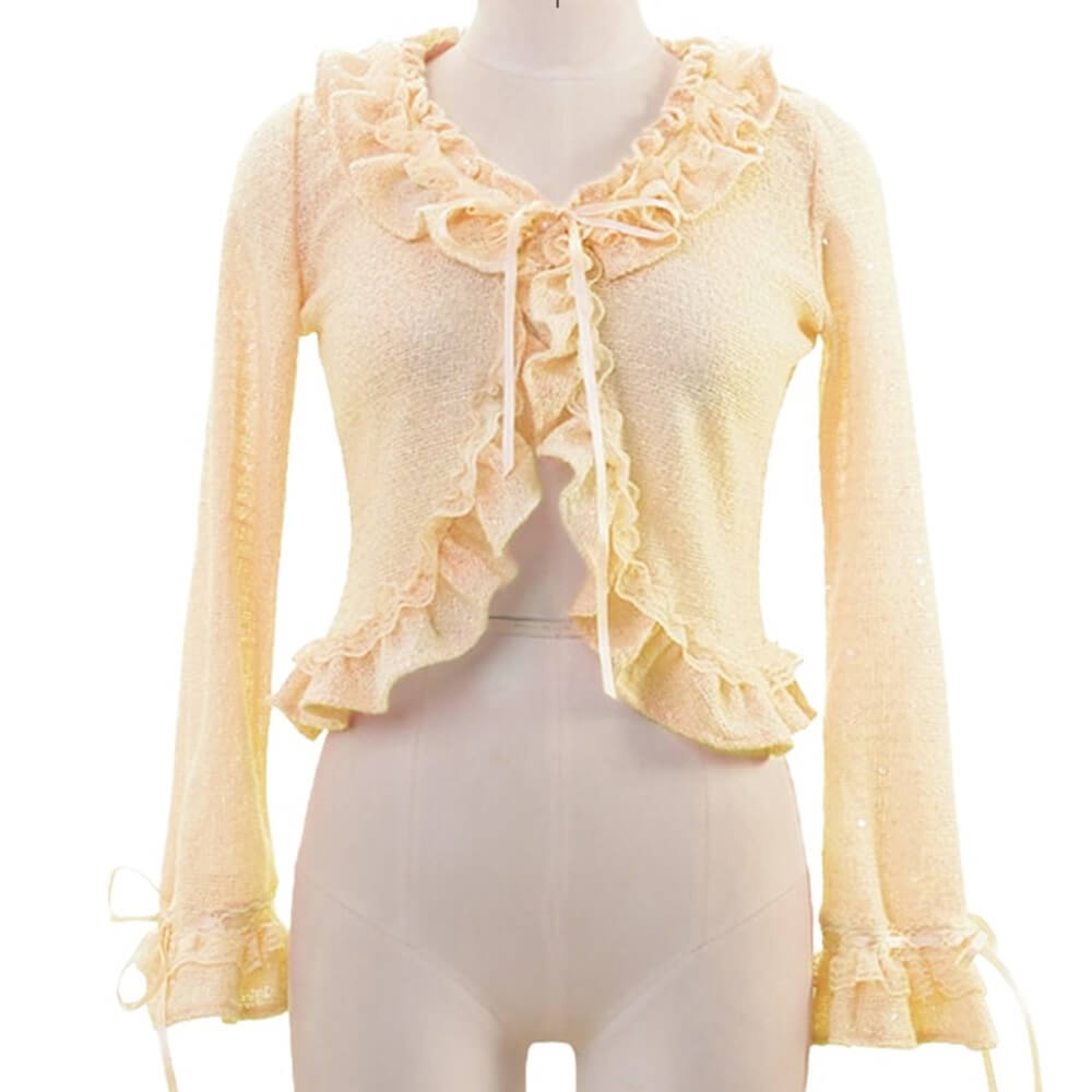 Glittering frill cardigan
