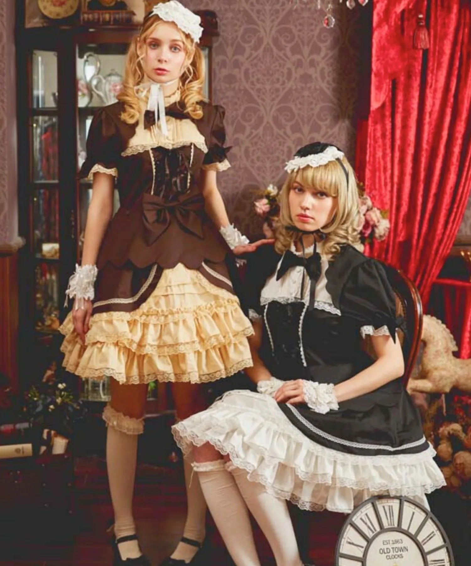 Princess sleeves and plenty of frilled bicolor dress