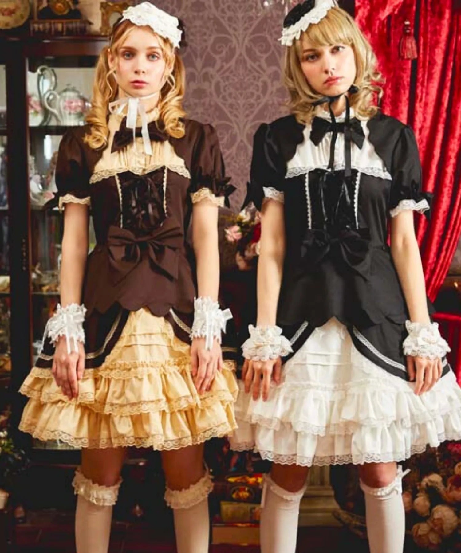 Princess sleeves and plenty of frilled bicolor dress