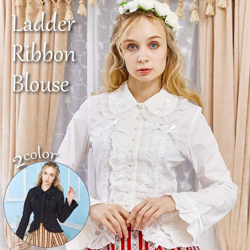Ladder ribbon blouse