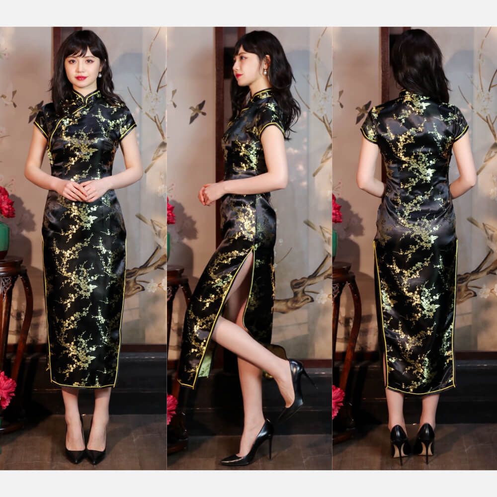Cheongdress long length plum flower pattern