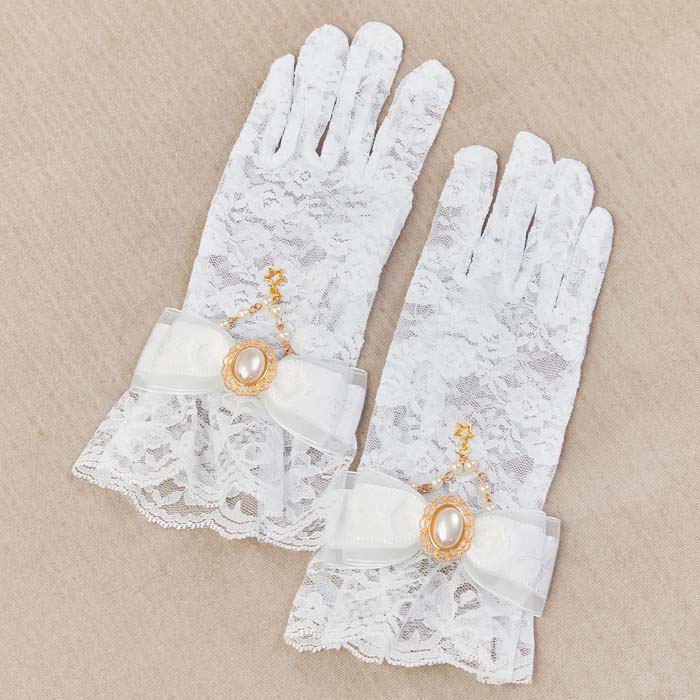 Total lace gloves with chain decoration
