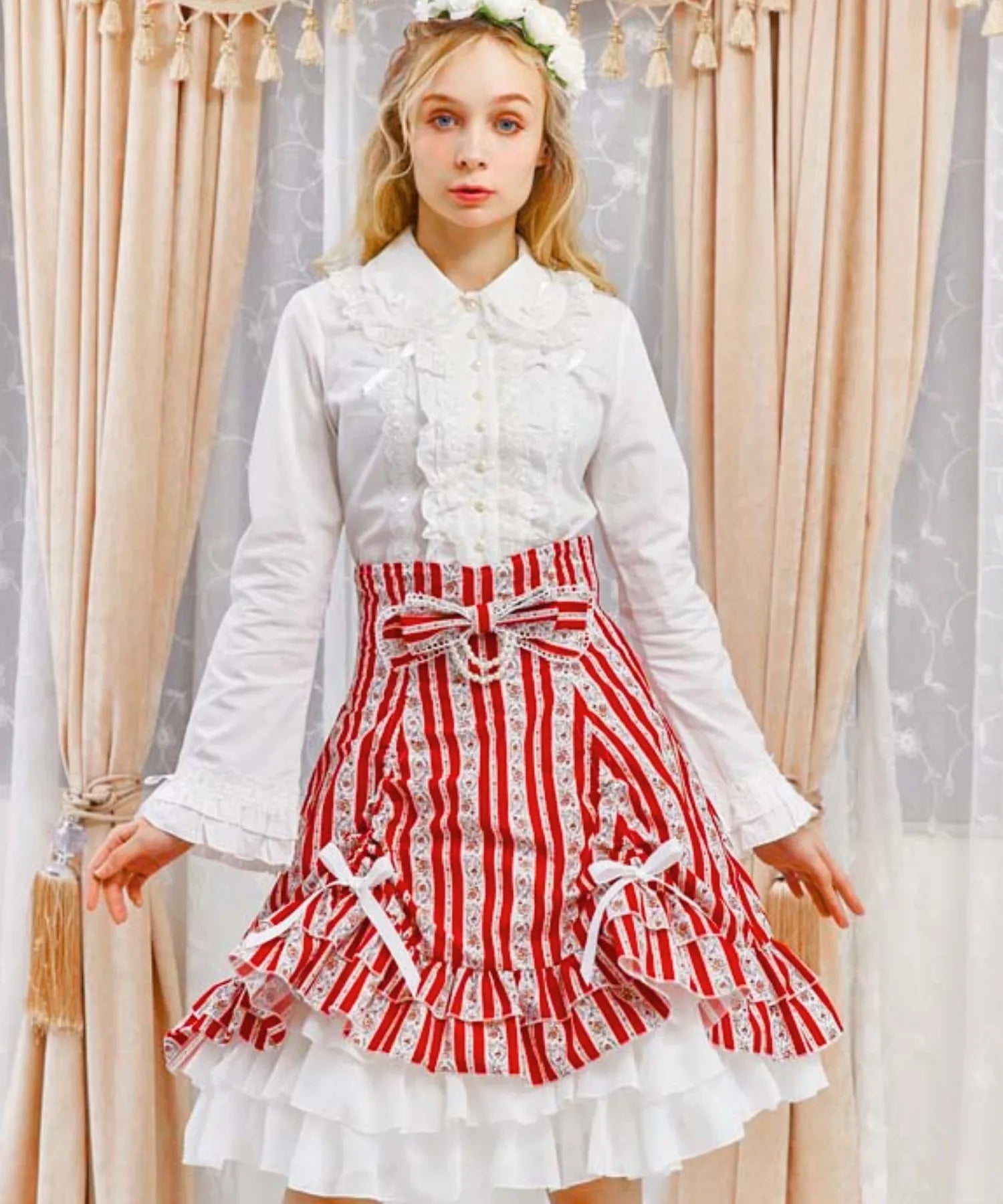Classical Flower Stripe Skirt