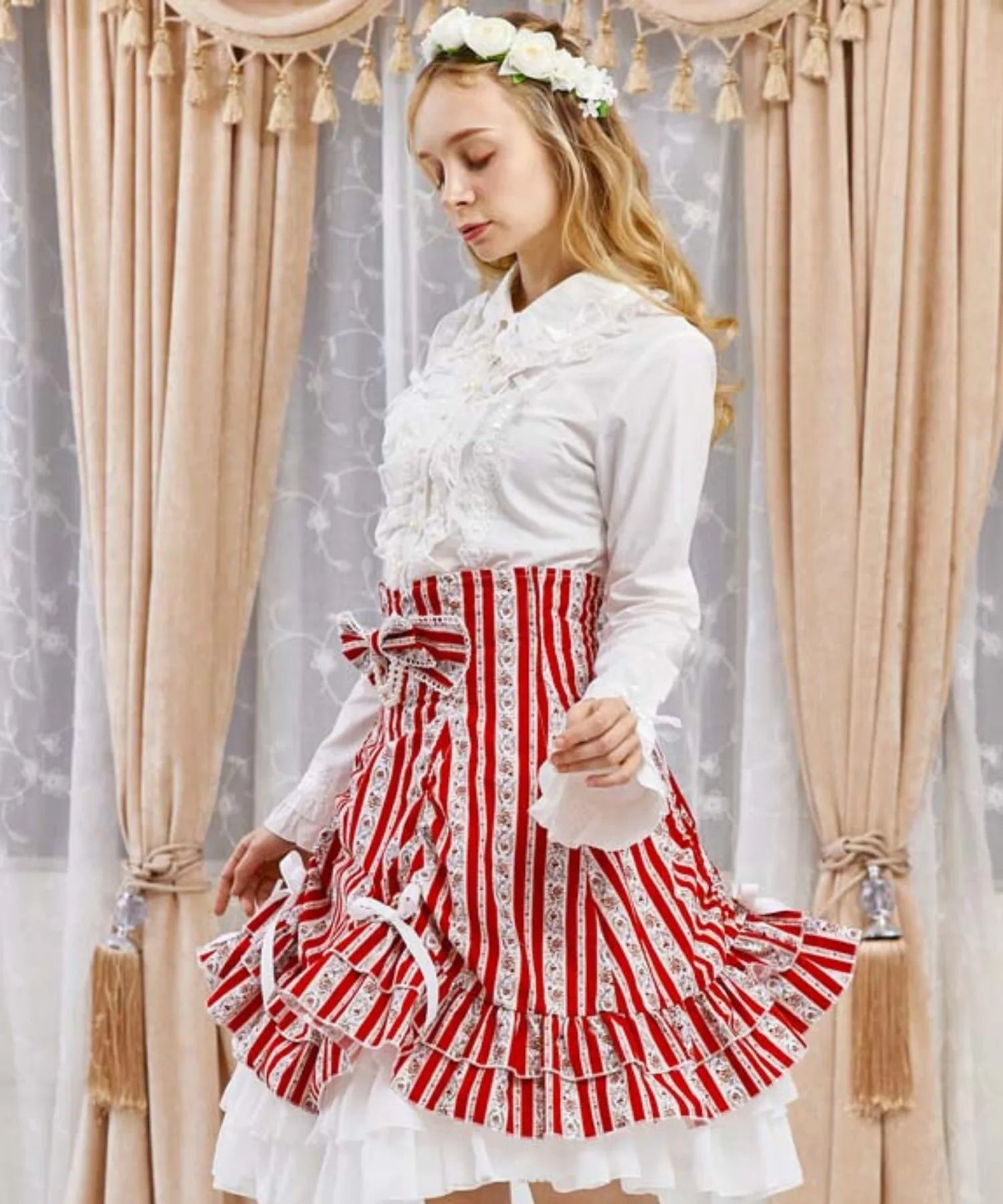 Classical Flower Stripe Skirt