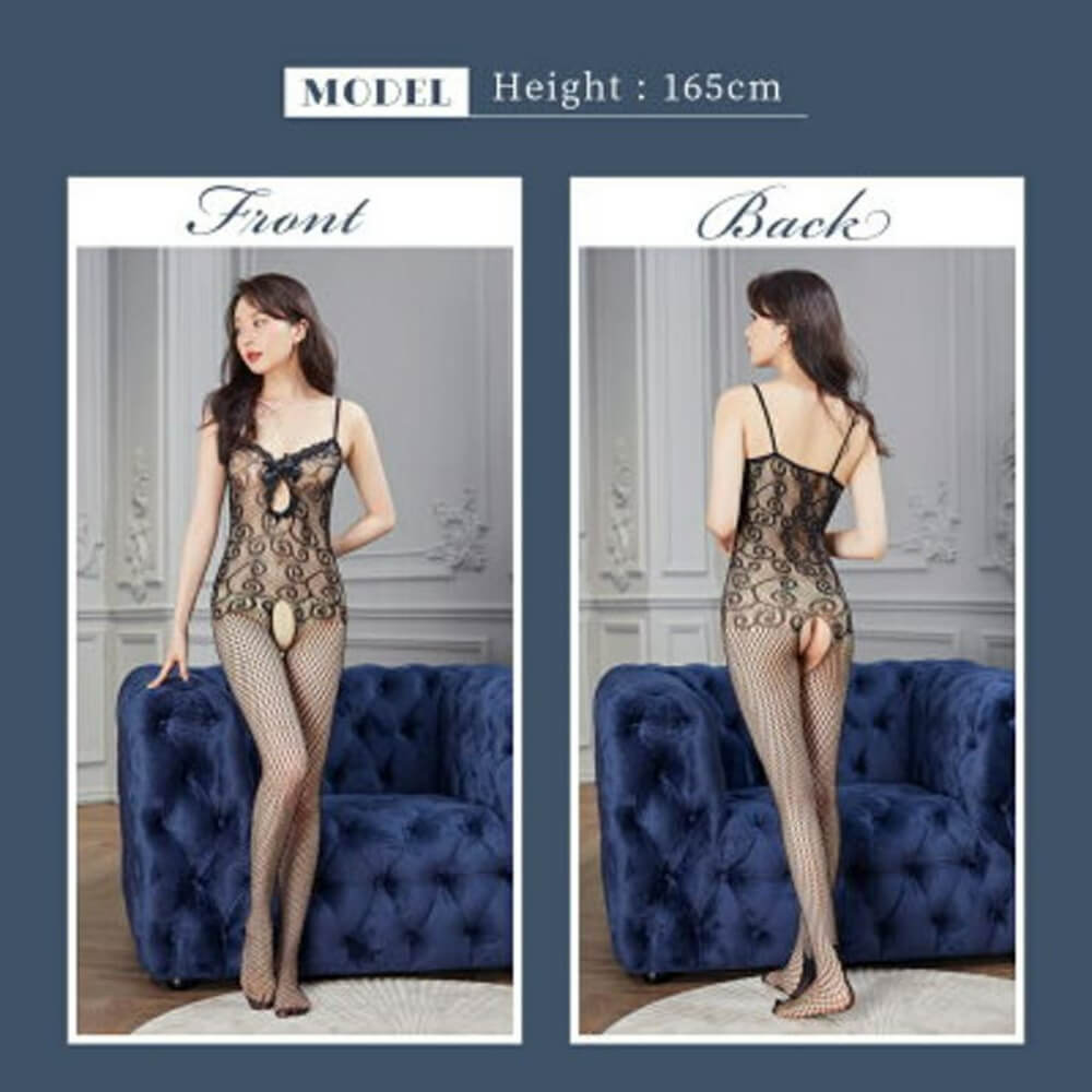 Chest ribbon lace body tights