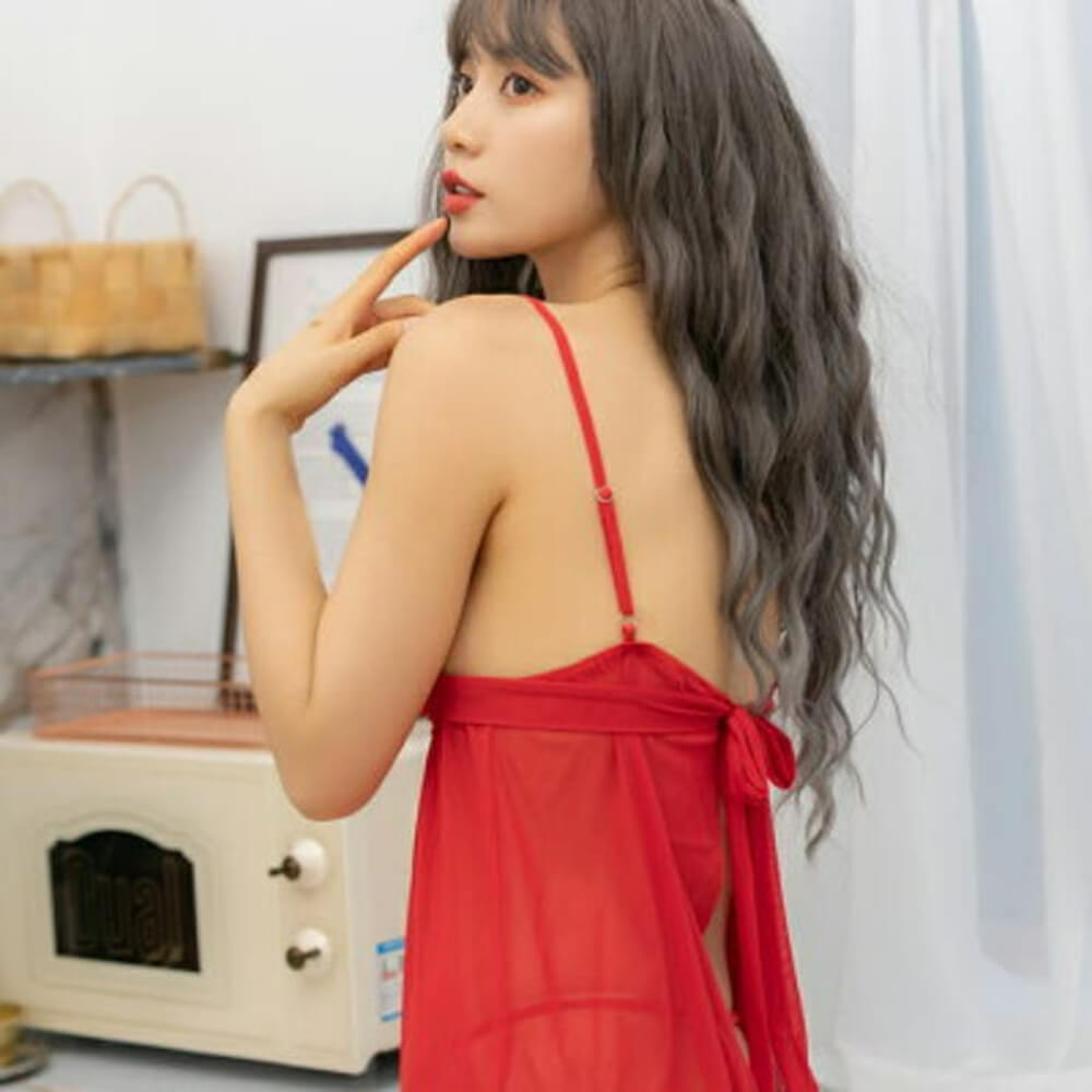 Buck ribbon red baby doll