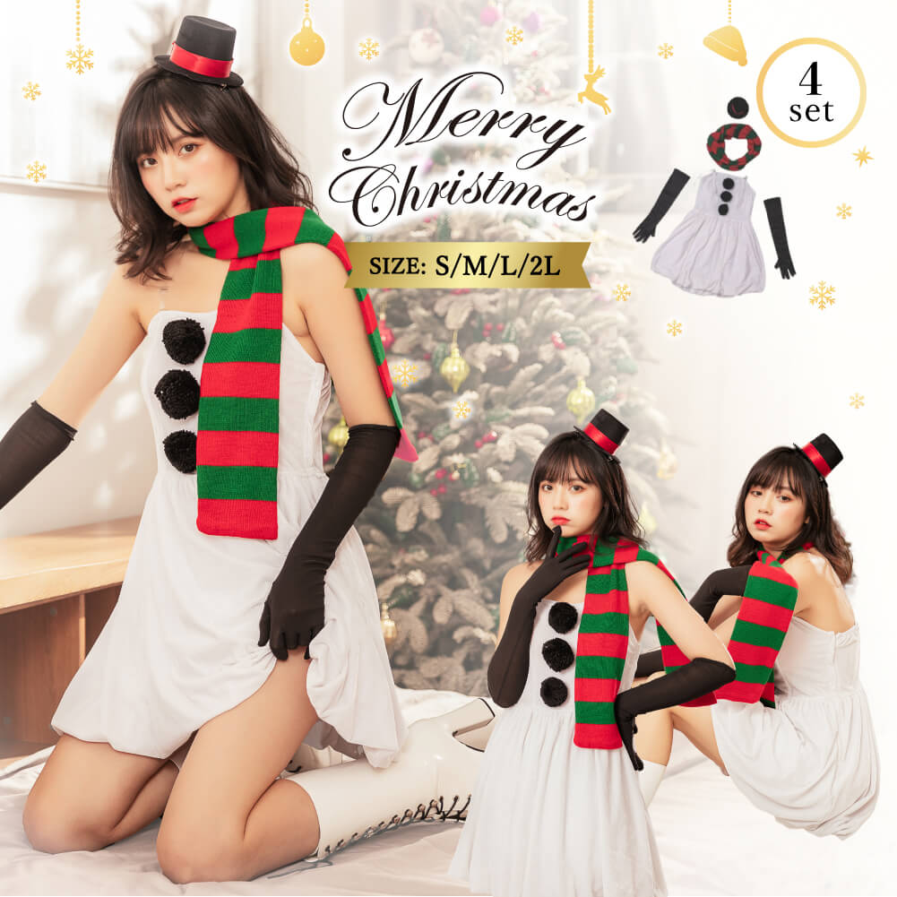 Snowman Dress with Scarf, Mini Hat and Gloves