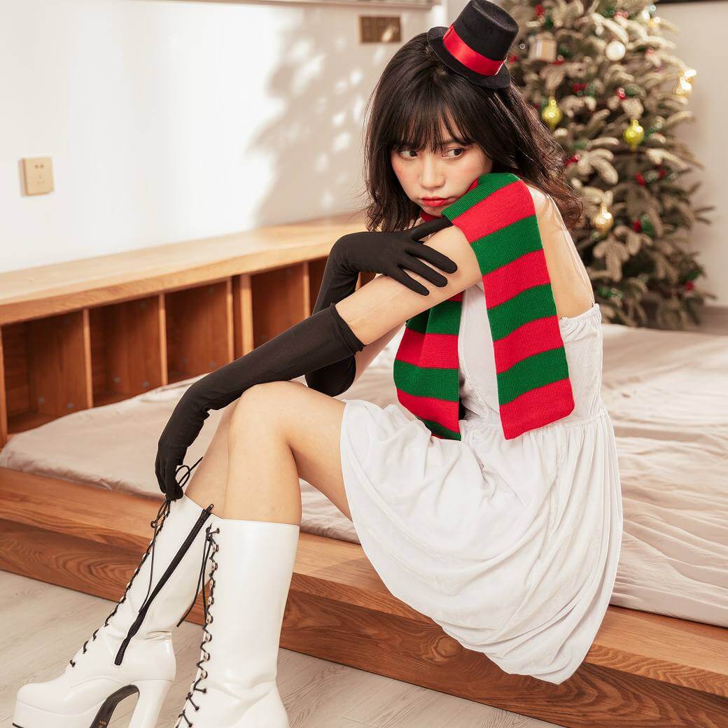 Snowman Dress with Scarf, Mini Hat and Gloves