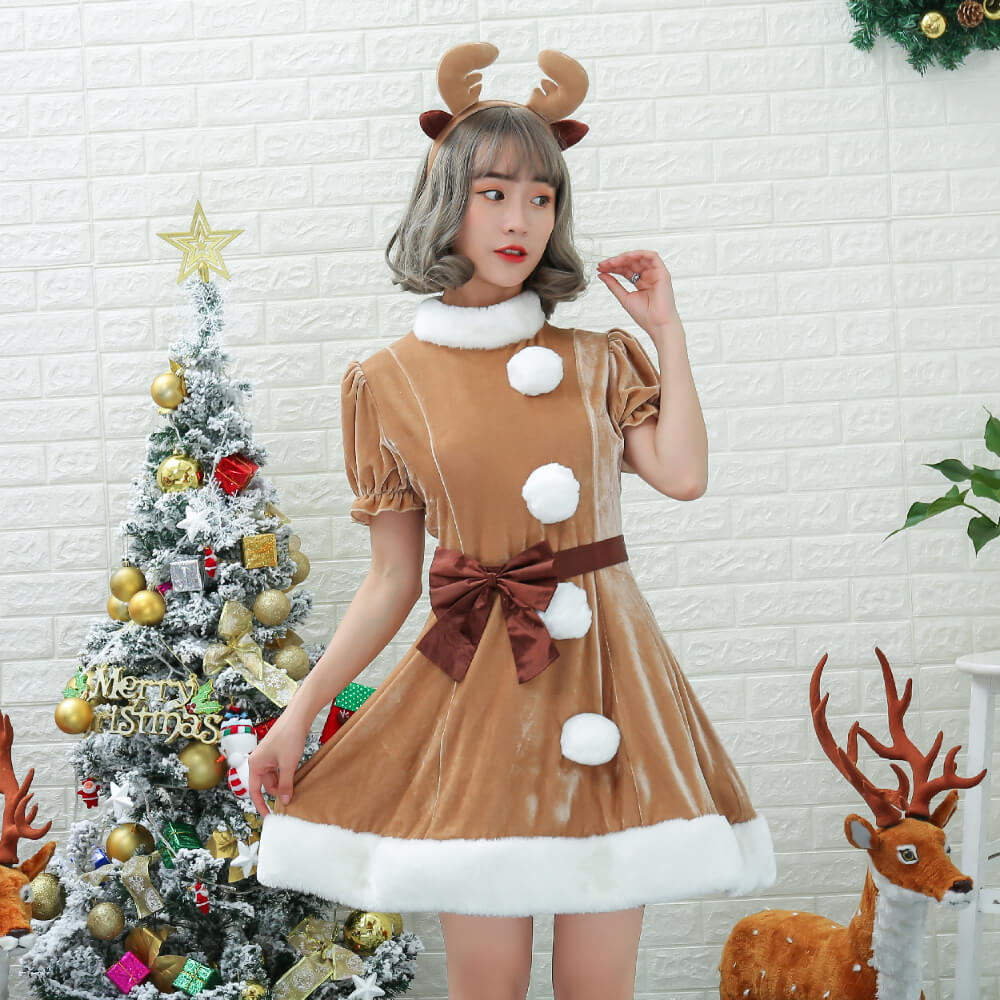 High neck warm reindeer dress