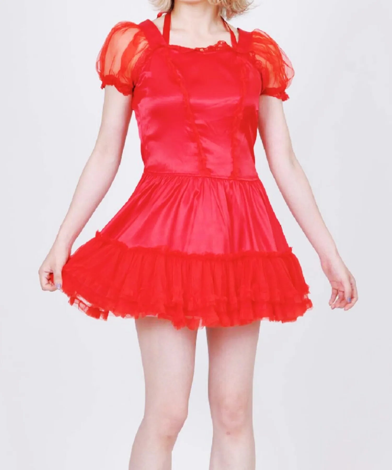Small Devil style OnePiece Satin Red Dress