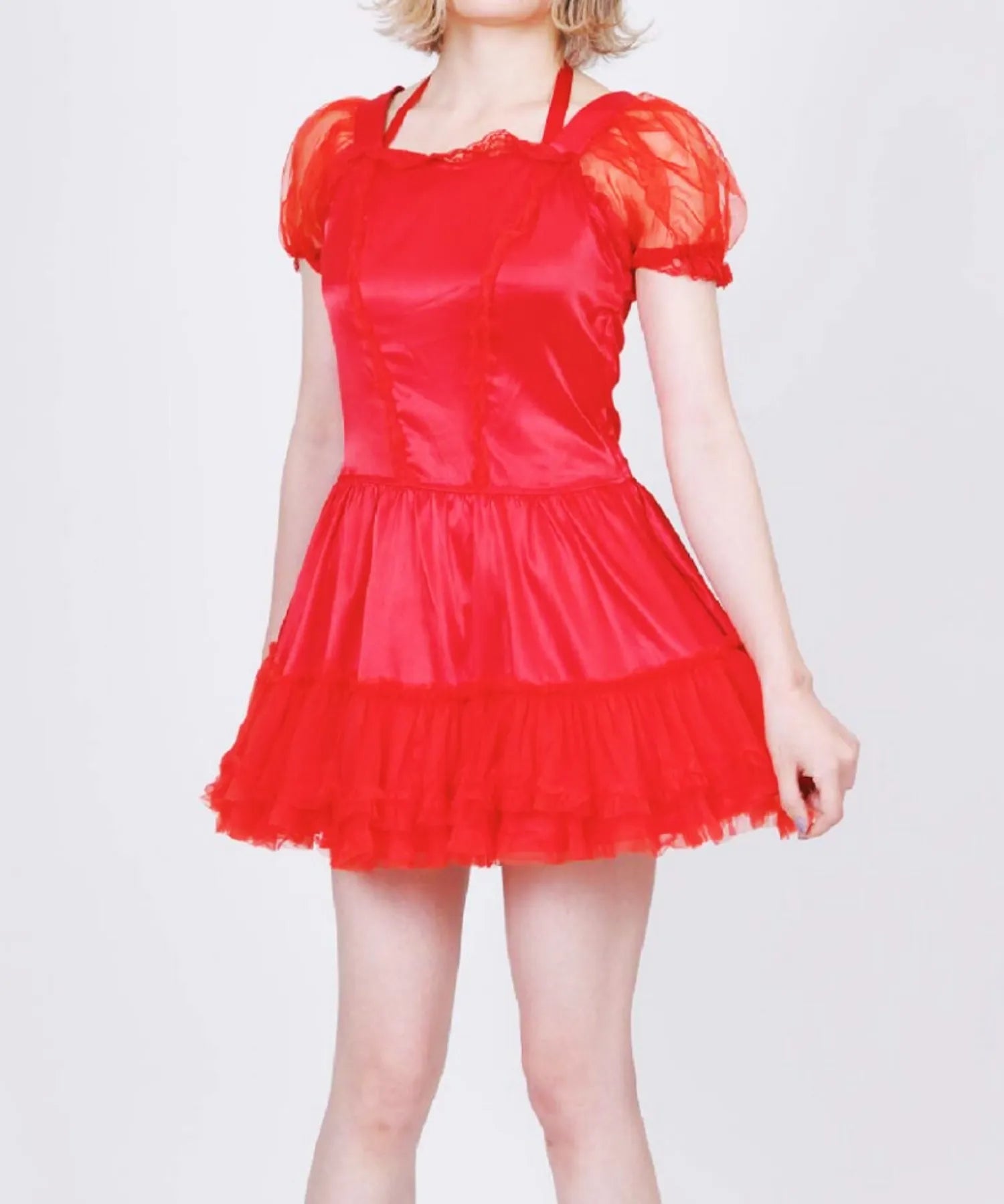 Small Devil style OnePiece Satin Red Dress