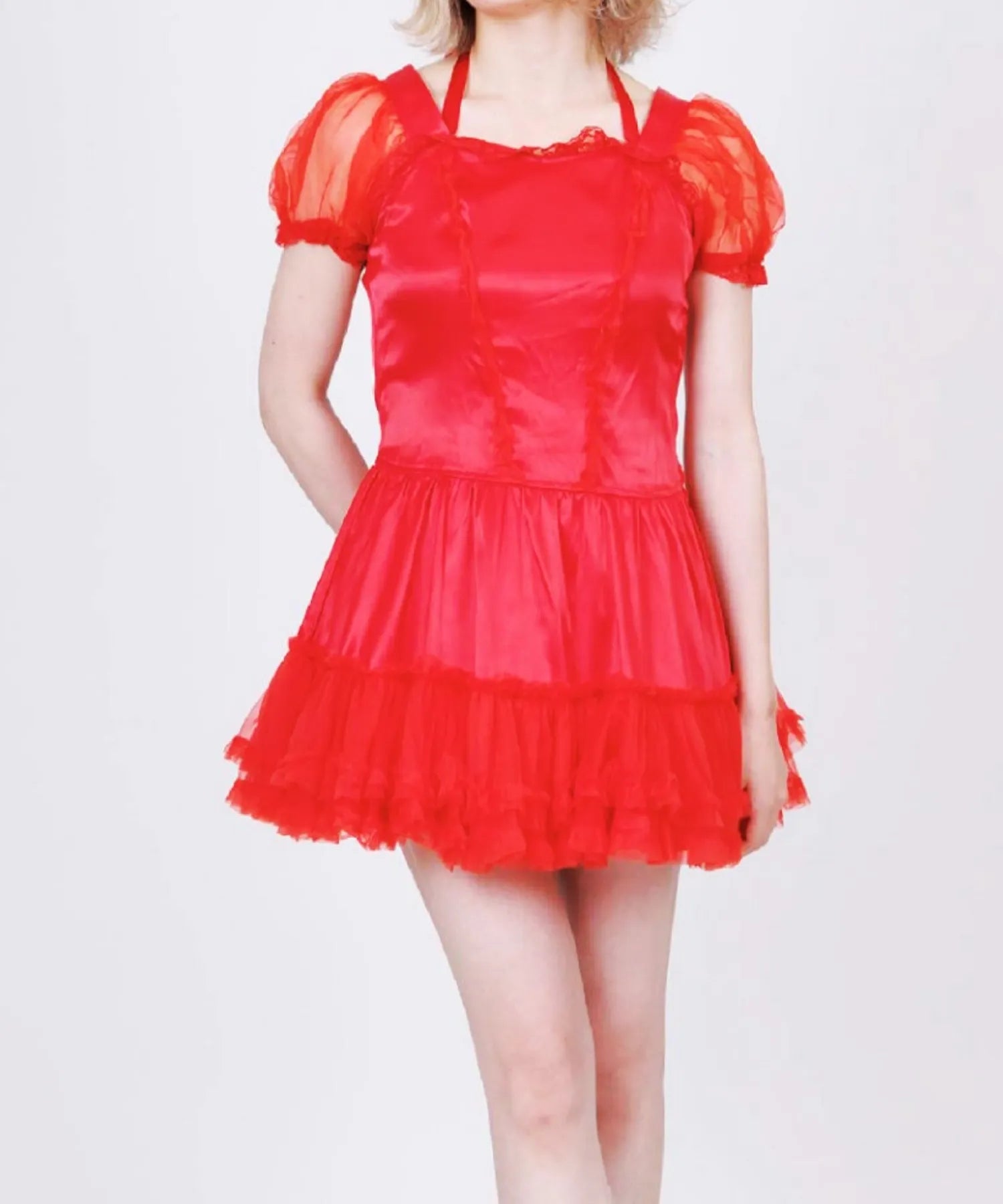 Small Devil style OnePiece Satin Red Dress