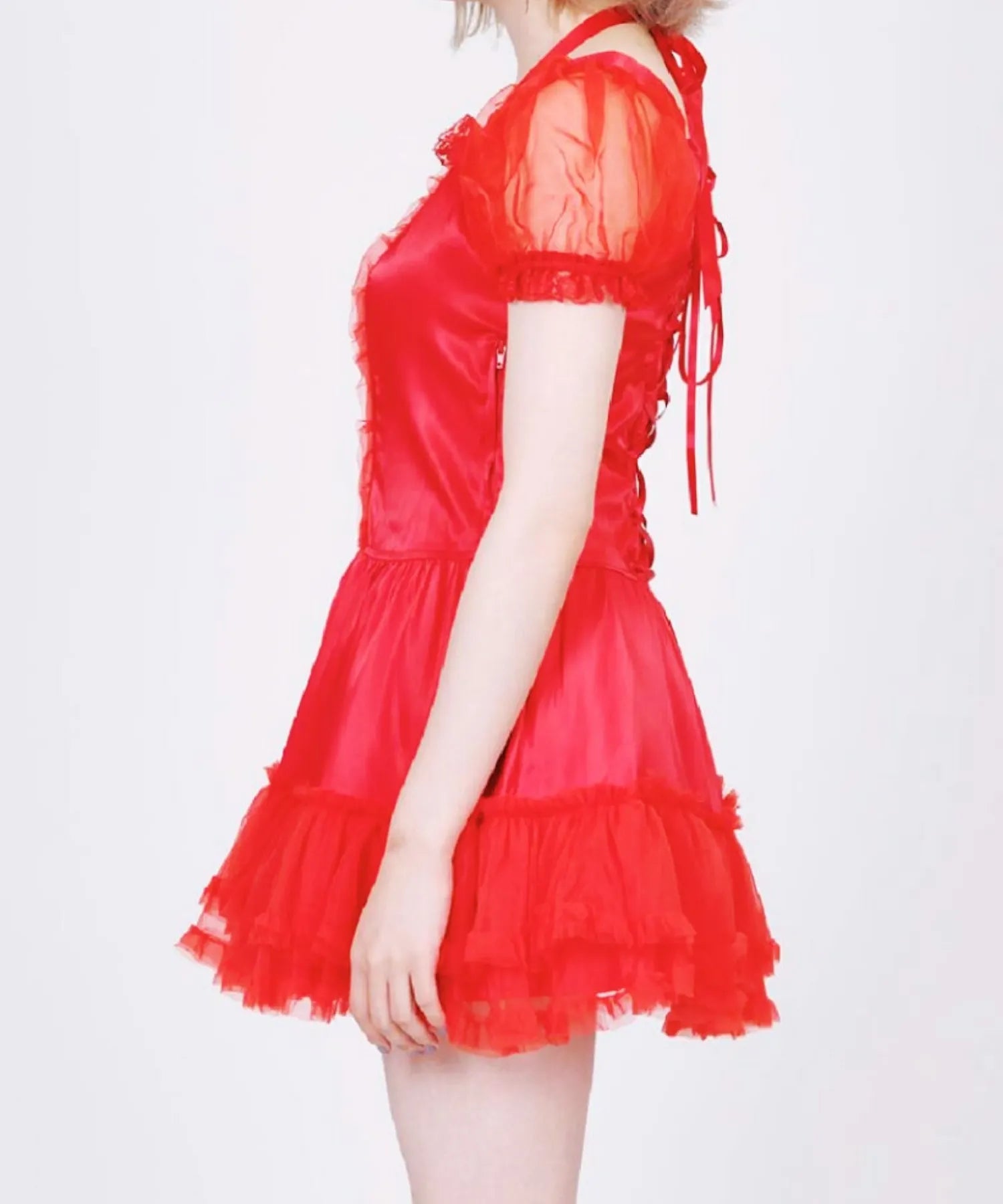 Small Devil style OnePiece Satin Red Dress