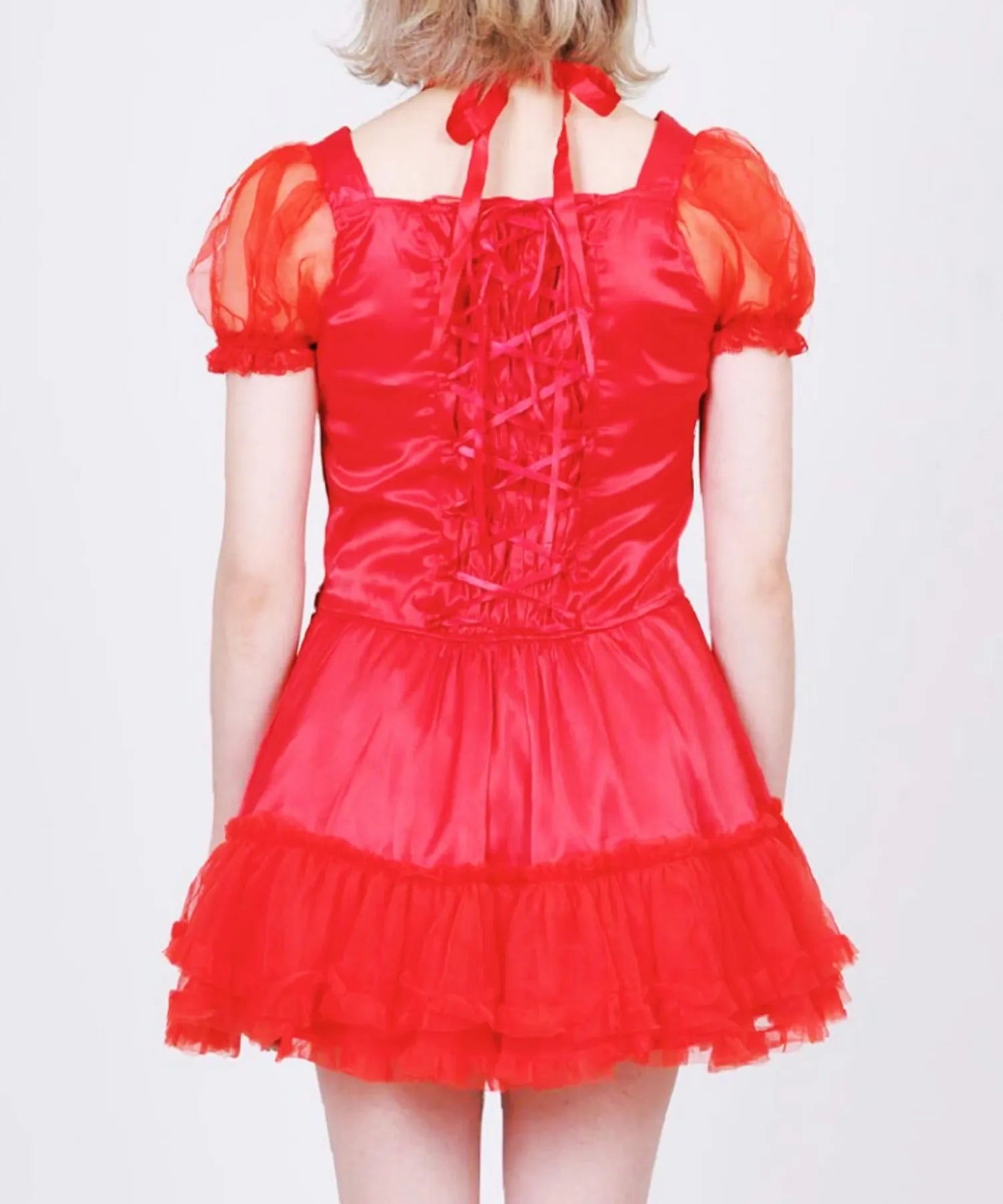 Small Devil style OnePiece Satin Red Dress