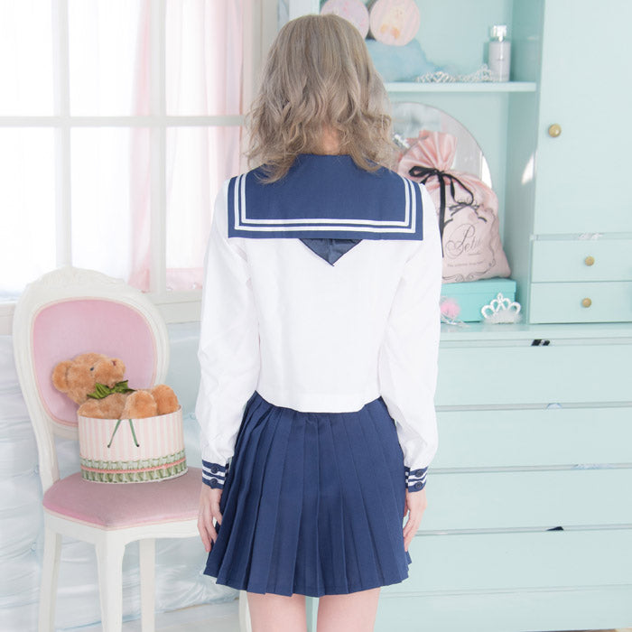 Navy blue sailor suit with embroidered scarf