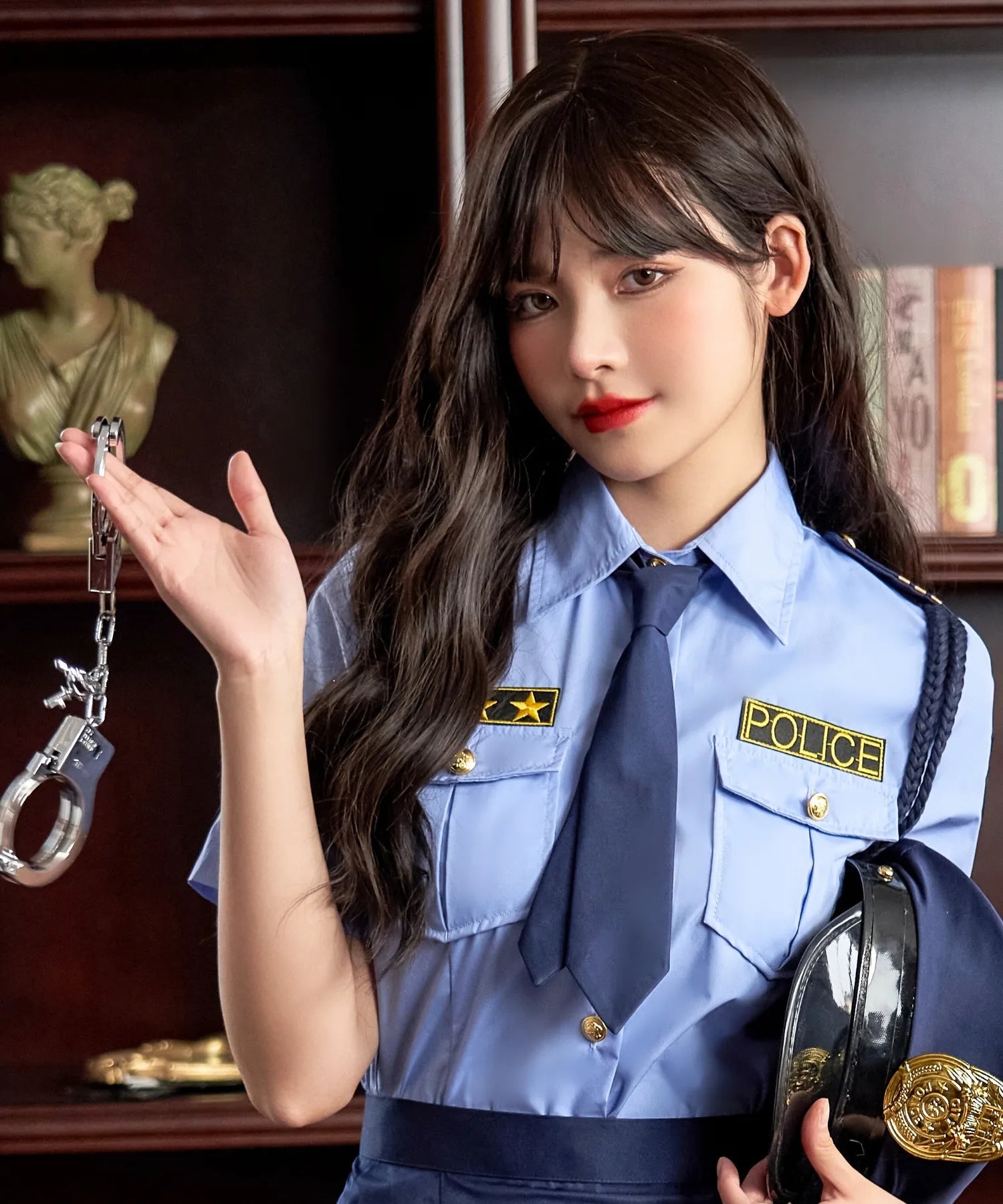 Saxe Blue Shirt and Navy Miniskirt Police Set