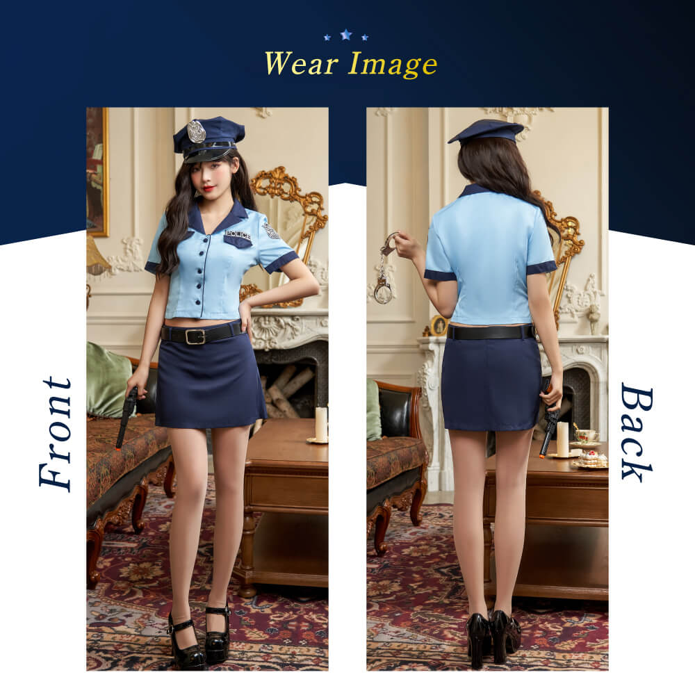 Short Length Shirt and Mini Tight Skirt Police