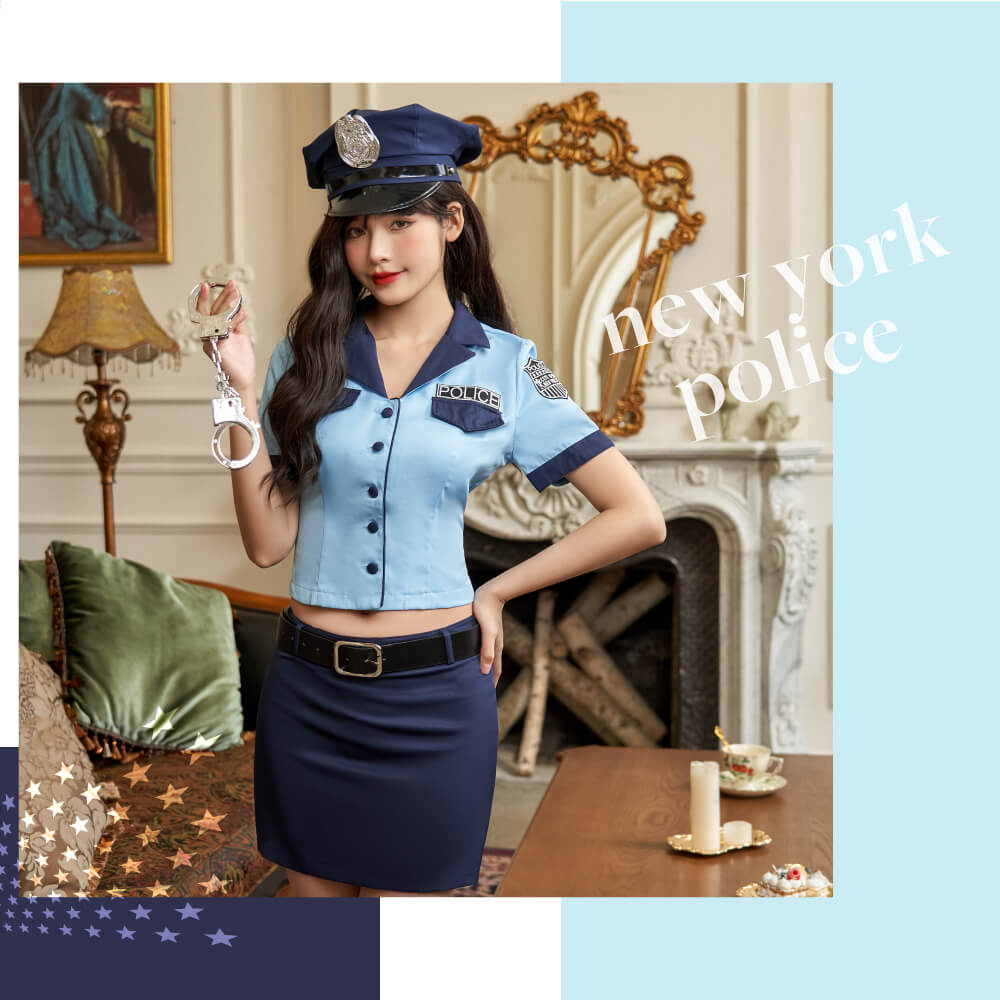 Short Length Shirt and Mini Tight Skirt Police