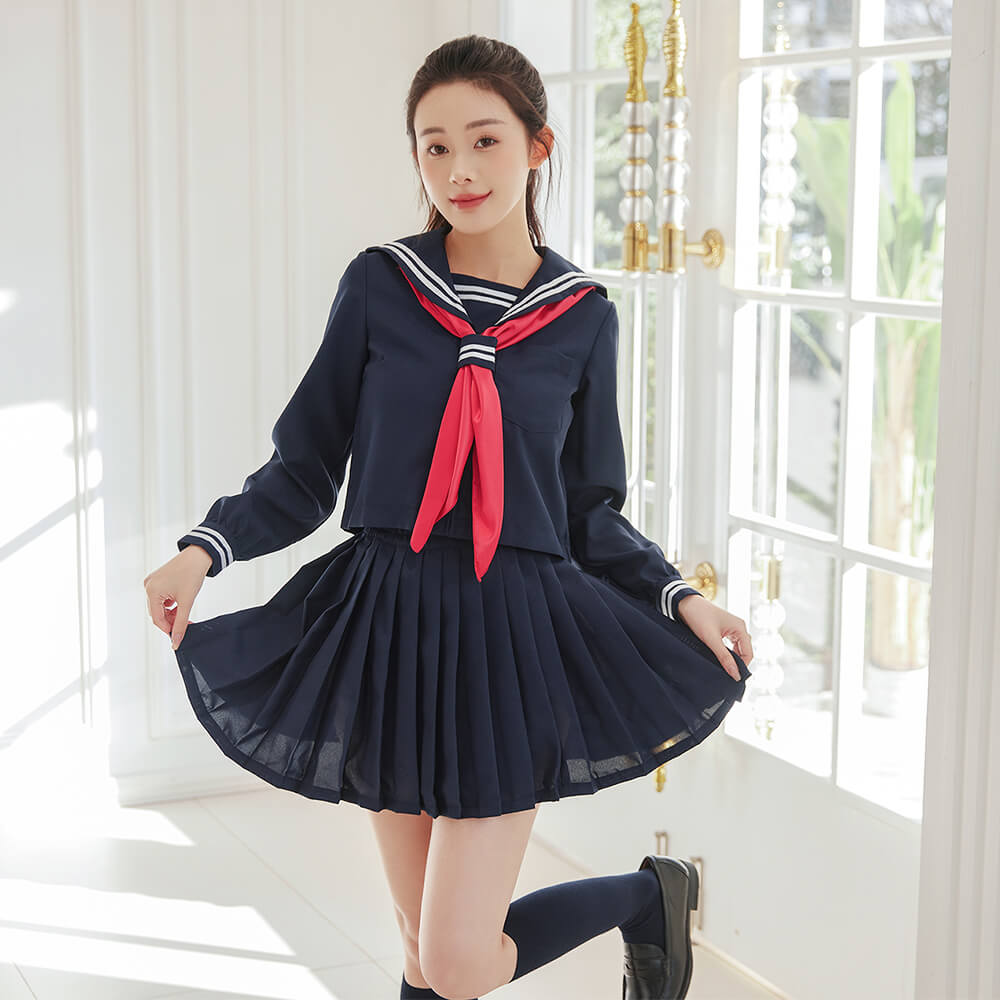 Standard sailor uniform of navy blue and red scarf