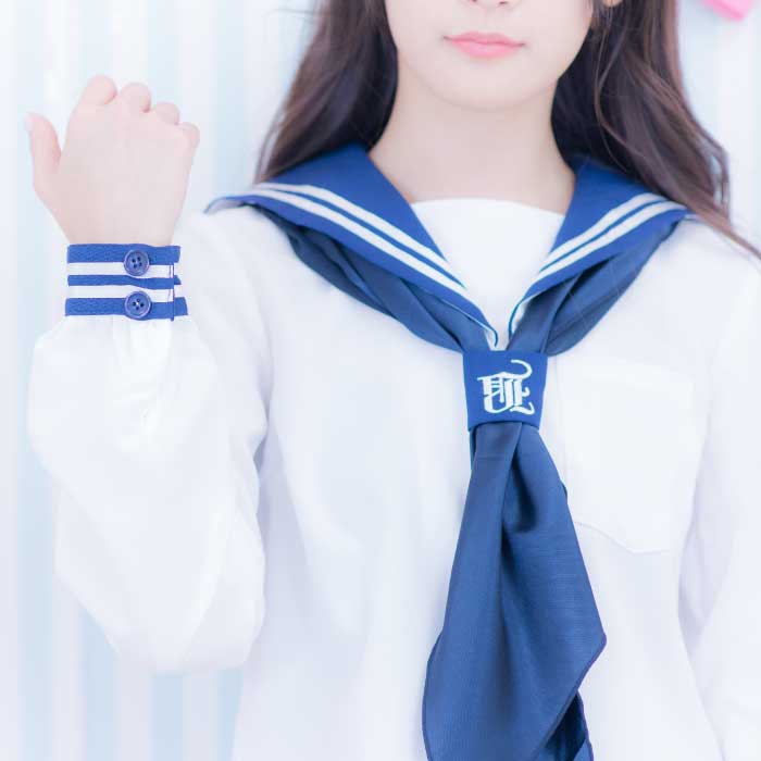 Navy x white 2 lines long sleeve sailor suit