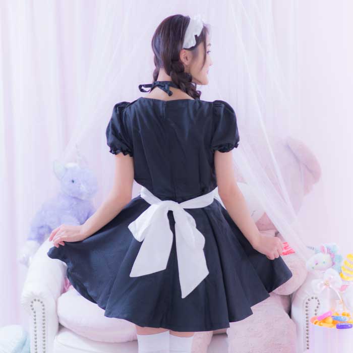 Front button frilling apron maid