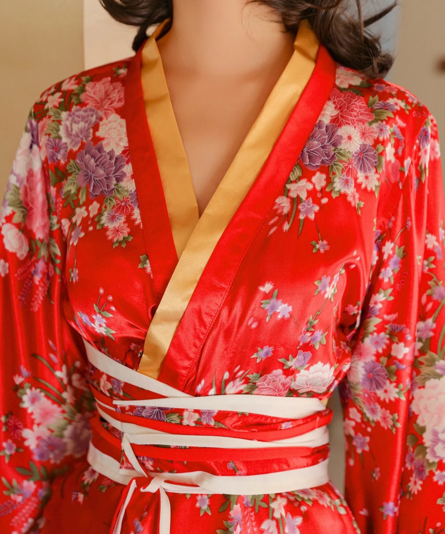 艶レッド 後ろ下がり&フリルの花魁コスチューム