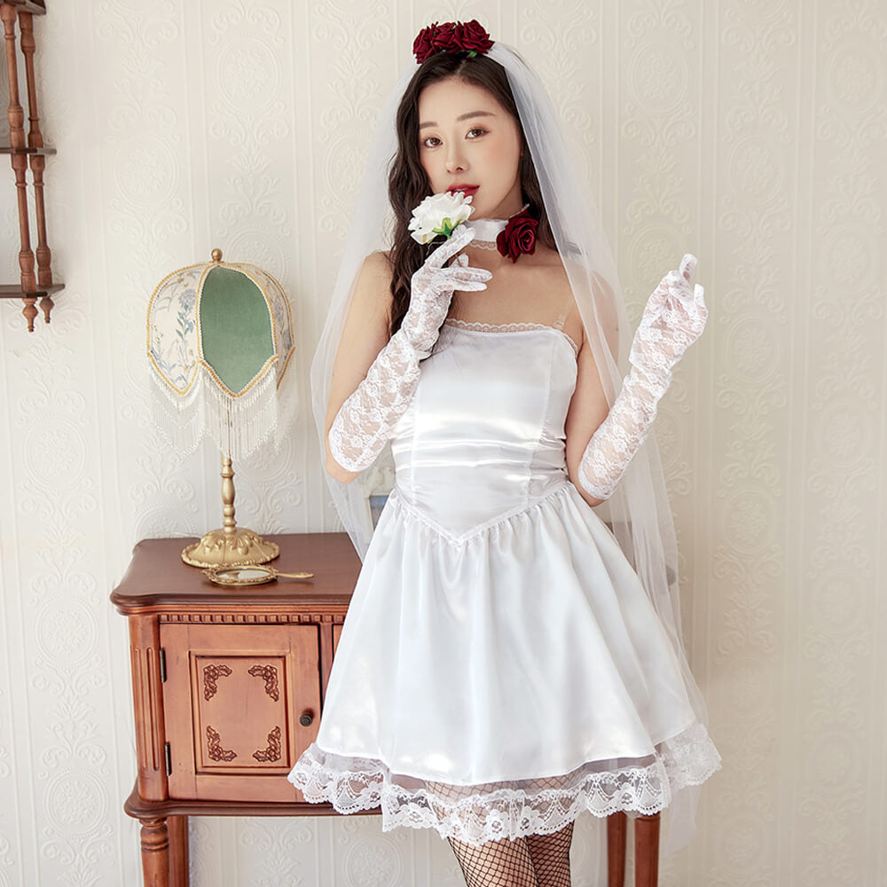 Wedding Costume with Wine Red Roses