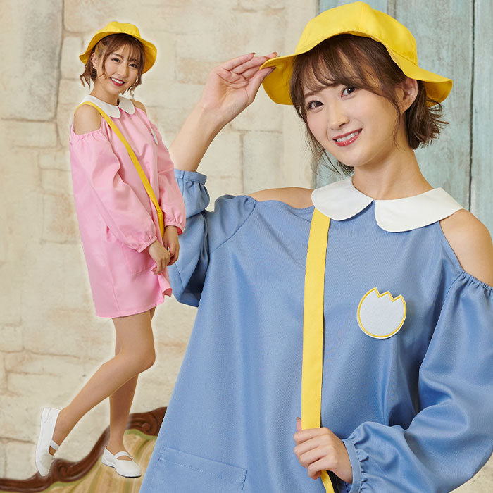 kindergarten smock with open shoulder