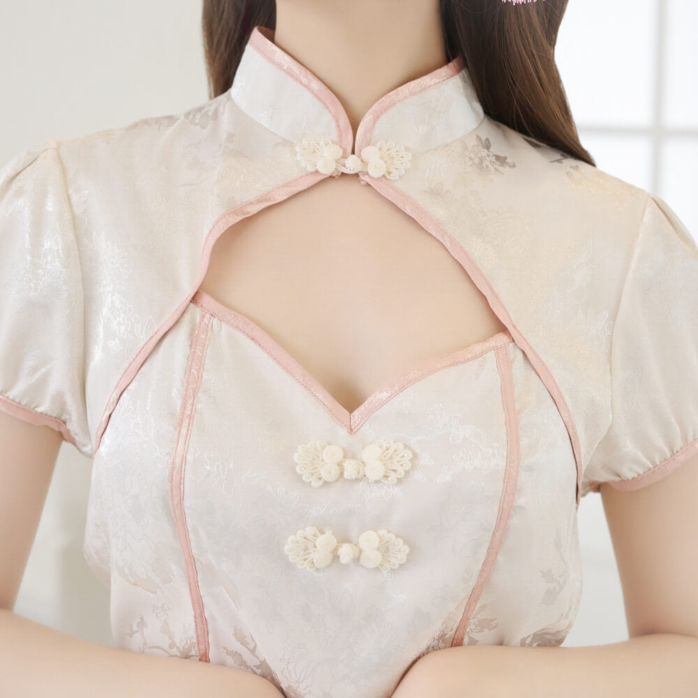 胸開き淡めピンクチャイナドレス