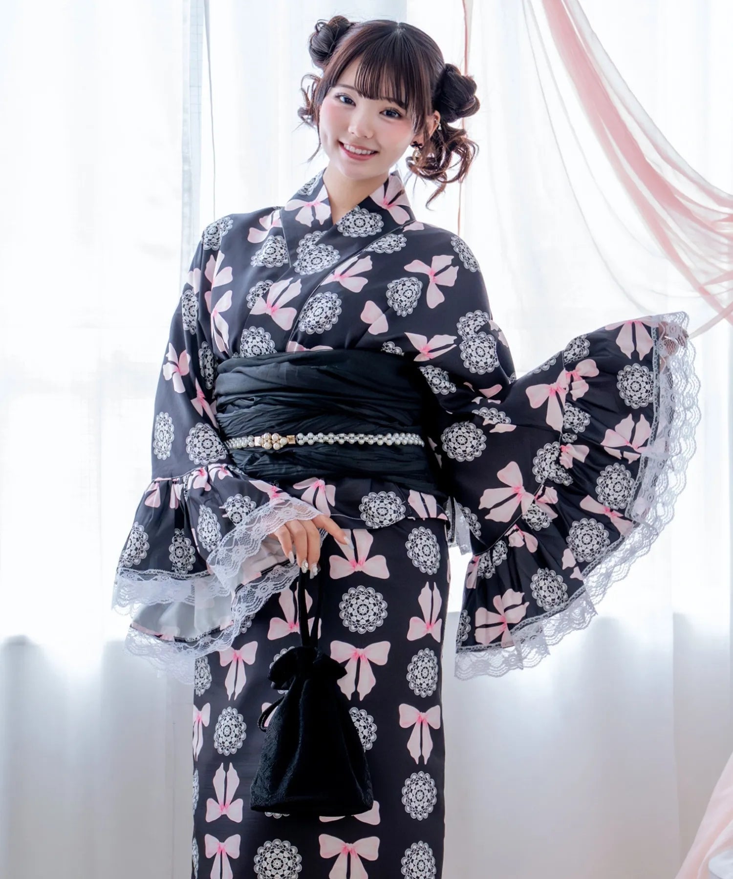 レース巾着バッグ