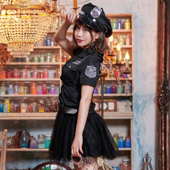 Black Police Dress with Hat