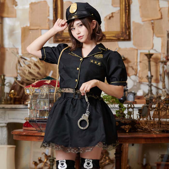 Black and Gold Navel Police 5-Piece Set with Handcuffs
