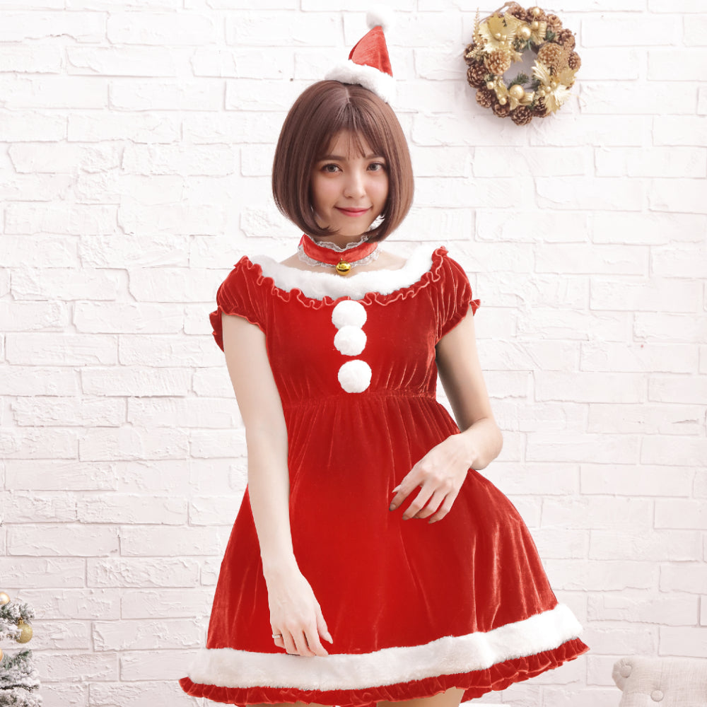 Frilled Santa dress with petite Santa hat