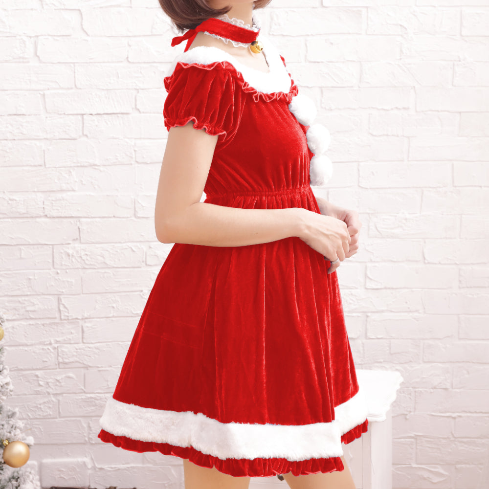 Frilled Santa dress with petite Santa hat