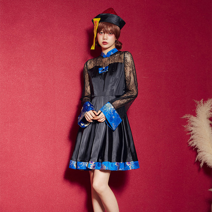 see-through lace-up Jiang shi