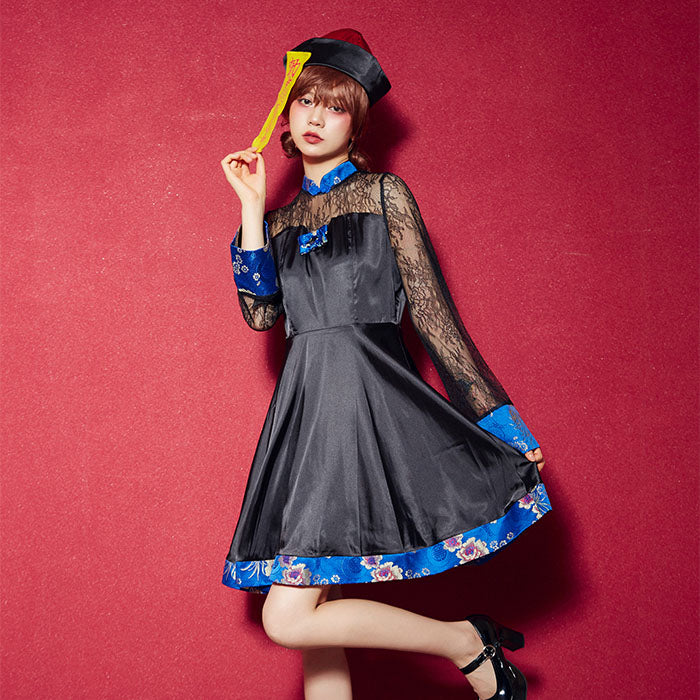 see-through lace-up Jiang shi