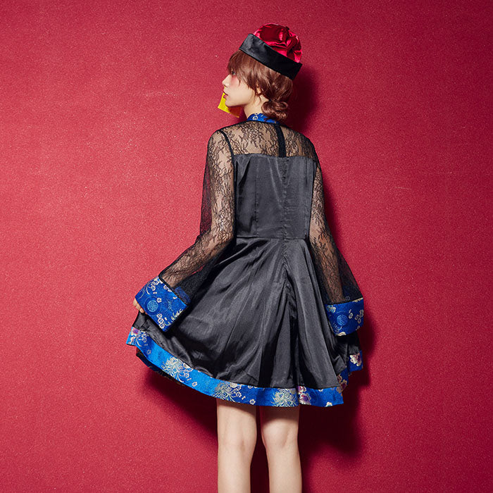 see-through lace-up Jiang shi