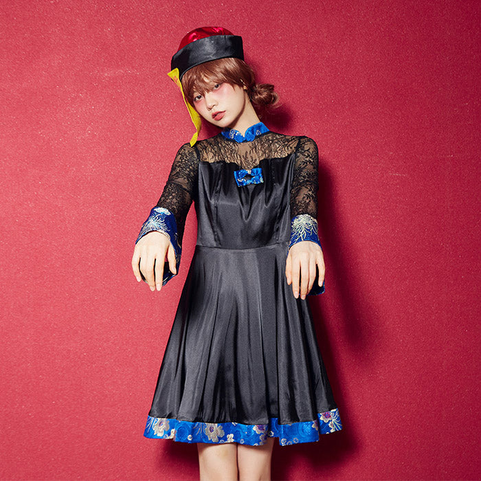 see-through lace-up Jiang shi