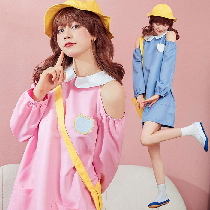 Cute kindergarten smock with open shoulders