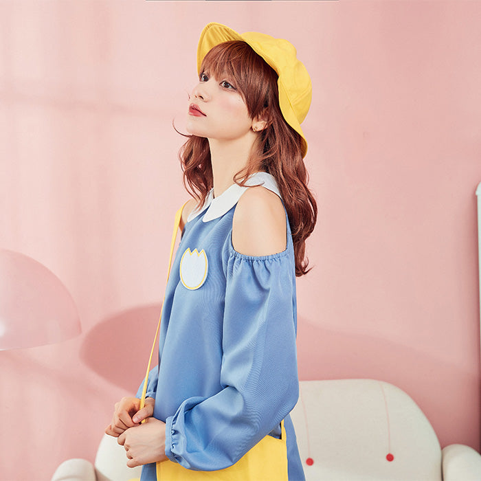 Cute kindergarten smock with open shoulders