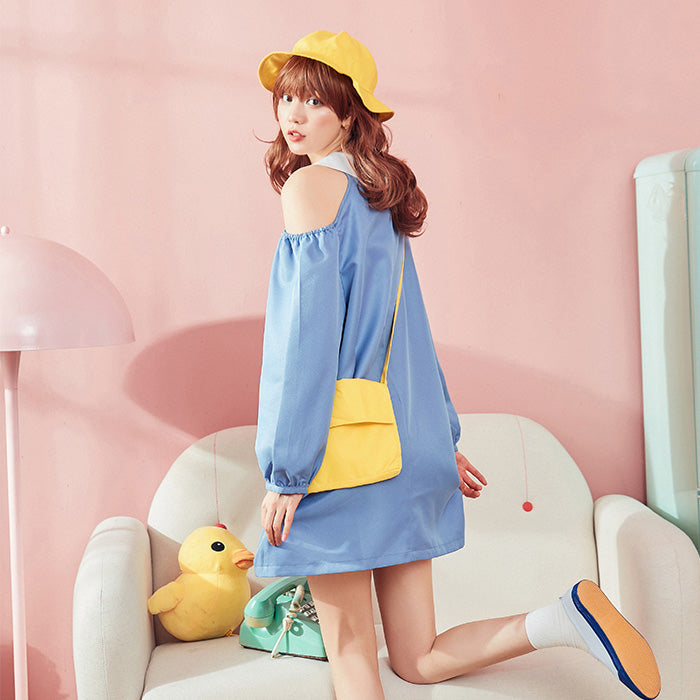 Cute kindergarten smock with open shoulders